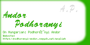andor podhoranyi business card